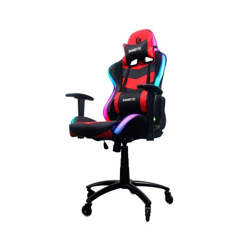 Silla Gaming Gambyte Premium RGB - Negra con Rojo, Iluminación LED, Confort y Estilo Moderno