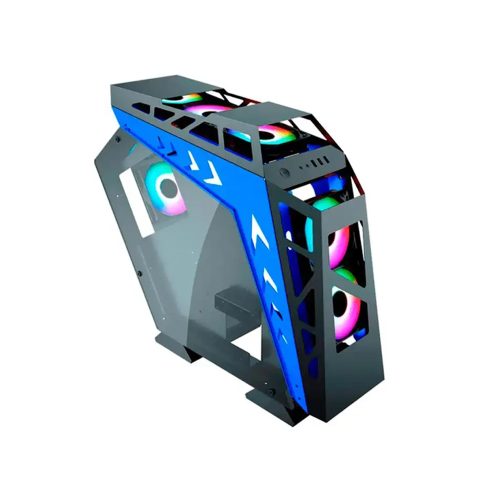 Gabinete Gamer Gambyte Metal Warrior Blue con Paneles de Vidrio y 7 Ventiladores de Alto Rendimiento