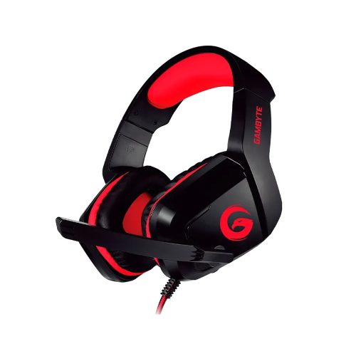 Auriculares Gamers Gambyte Blink V - Microfono, Color Negro con Rojo, Sonido Inmersivo y Comodidad