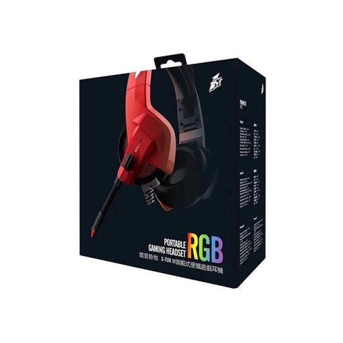 Auriculares Gaming 1stplayer x-fun X1 con Micrófono USB RGB, Diseño Portátil, Color Rojo