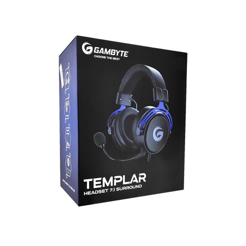 Auriculares Gaming Gambyte Templar 7.1 con Micrófono, Conexión Jack 3.5mm, Color Azul