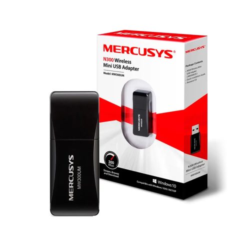 Adaptador de red USB 2.0 Mercusys MW300UM - Conectividad Wi-Fi 802.11b/g/n para alta velocidad