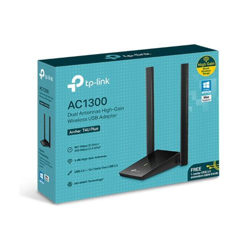 Adaptador Wi-Fi TP-Link Archer T4U Plus USB 3.0, velocidad rápida y conexión Wi-Fi 5