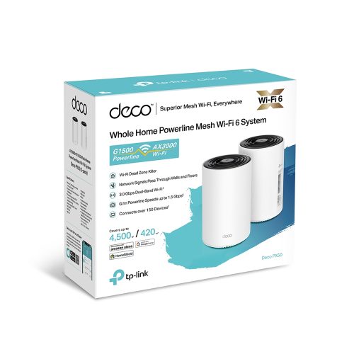 Router TP-LINK Deco PX50 Mesh AX3000 – Pack de 2, Alta Velocidad, Amplia Cobertura, Conectividad WiFi 6