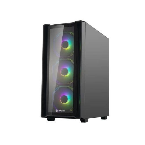 Case Halion Infinity 417 ATX con Panel de Vidrio, 4 Ventiladores ARGB y Fuente de 600W - Enfriamiento Eficiente