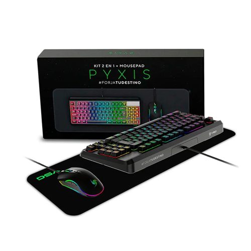 Combo VSG Gaming Pyxis: Teclado LED, Mouse LED y Pad, Diseño Ergonomico, Color Negro, Ideal para Gamers