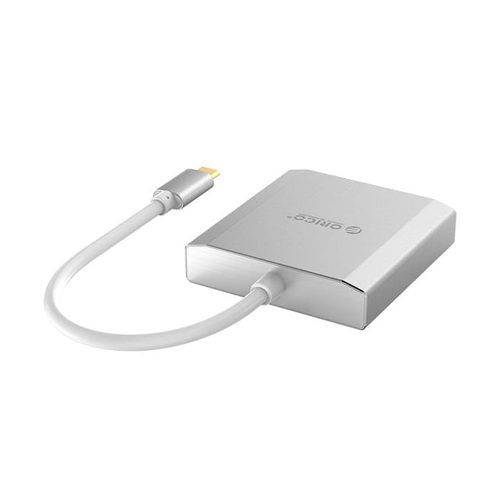 Adaptador Orico USB Tipo C a 2 Puertos DisplayPort, Resolución 4K 60Hz, Color Plata