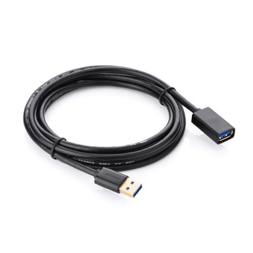 Cable Extensión USB 3.0 UGREEN 2m Macho a Hembra, Velocidad 5 Gbps, Color Negro Ideal para Conectar Dispositivos
