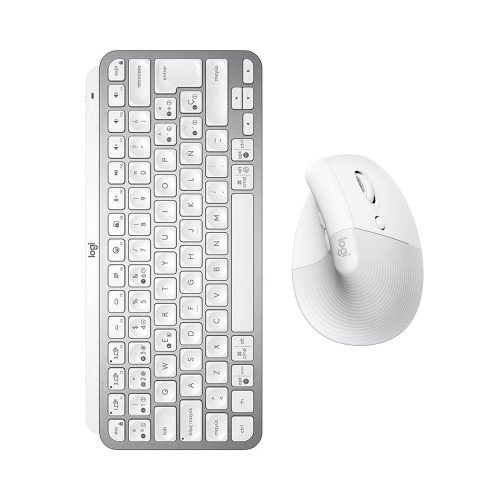 Teclado y Mouse Logitech MX Keys Mini Vertical Long White - Conexión Inalámbrica, Diseño Compacto y Elegante