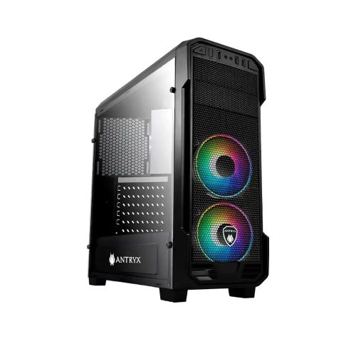 Caja Antryx Rx-350 ARGB ATX con panel de vidrio, 2 ventiladores y LED ARGB, ideal para gamers