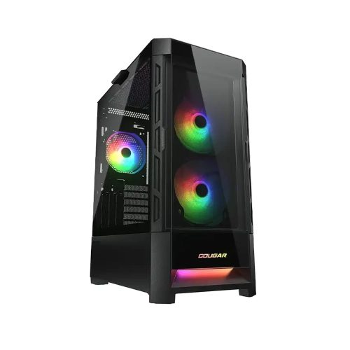Caja Cougar Duoface RGB ATX, panel de vidrio templado, 3 ventiladores, diseño atractivo y versátil