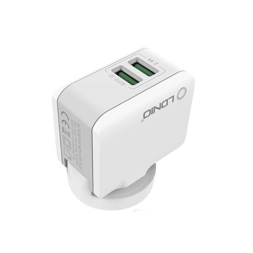 Cargador Ldnio Travel Blanco 2 USB con Cable, Alta Velocidad y Compatibilidad Universal