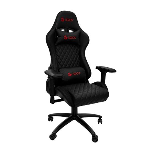 Silla gamer TEROS TE-8121N negro ergonómica con soporte lumbar y reposabrazos ajustables